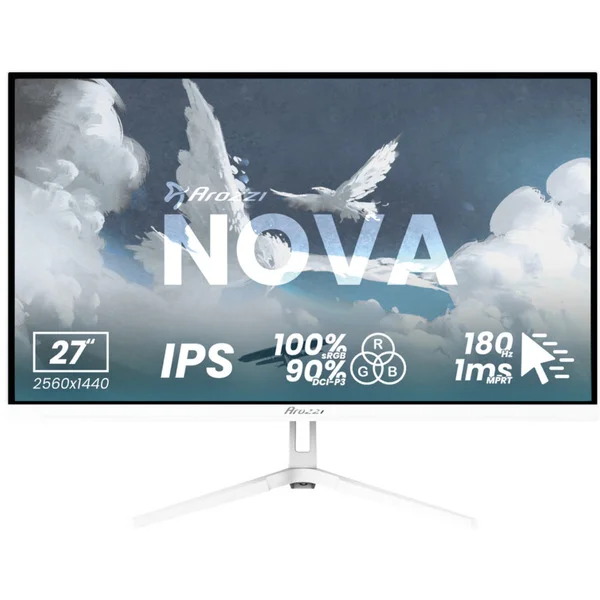 Arozzi Nova 27T2K180, Gaming-Monitor (68.6 cm (27 Zoll), weiß, QHD, IPS, HDMI, DP, Lautsprecher, 180Hz Panel)