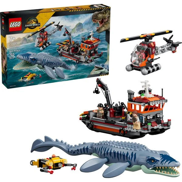 LEGO 77983 Jurassic World Mosasaurier-Angriff auf das Boot, Konstruktionsspielzeug