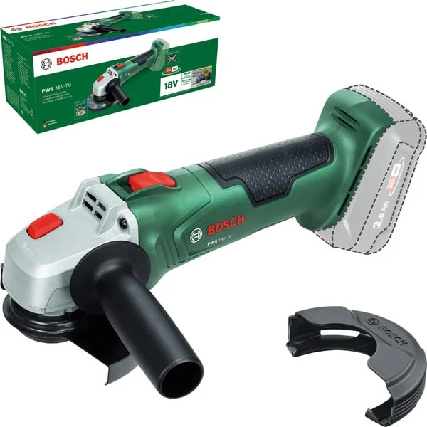 Bosch Heimwerken & Garten Akku-Winkelschleifer PWS 18V-70 solo, Ø 115mm (grün, ohne Akku und Ladegerät, POWER FOR ALL ALLIANCE)