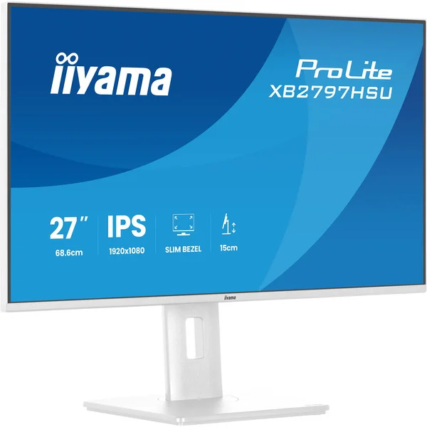 iiyama ProLite XB2797HSU-W1, LED-Monitor (68.6 cm (27 Zoll), weiß (matt), FullHD, IPS, HDMI, DP, USB-Hub, erg. Standfuß, 120Hz Panel)