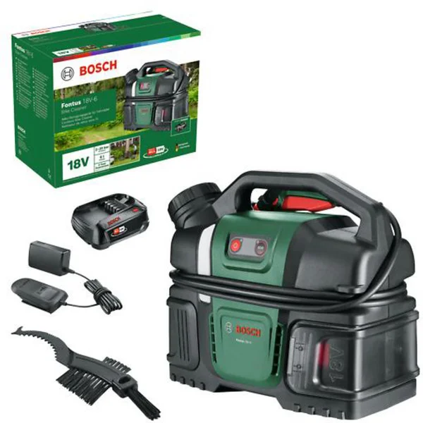 Bosch Heimwerken & Garten Fahrradreinigungsgerät Fontus 18V-6, Druckreiniger (grün/schwarz, inkl. Akku und Ladegerät, POWER FOR ALL ALLIANCE)