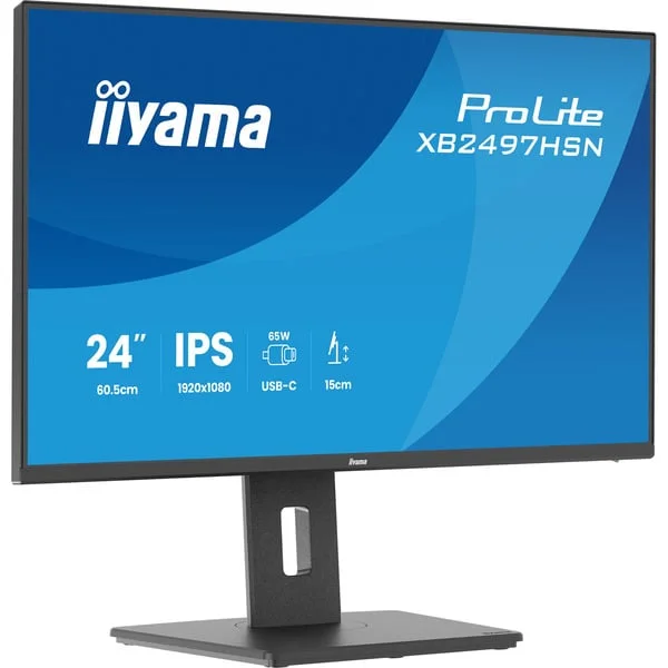 iiyama ProLite XB2497HSN-B1, LED-Monitor (60.5 cm (23.8 Zoll), schwarz (matt), FullHD, IPS, HDMI, DP, USB-C, USB-Hub, Daisy Chain, 100Hz Panel)