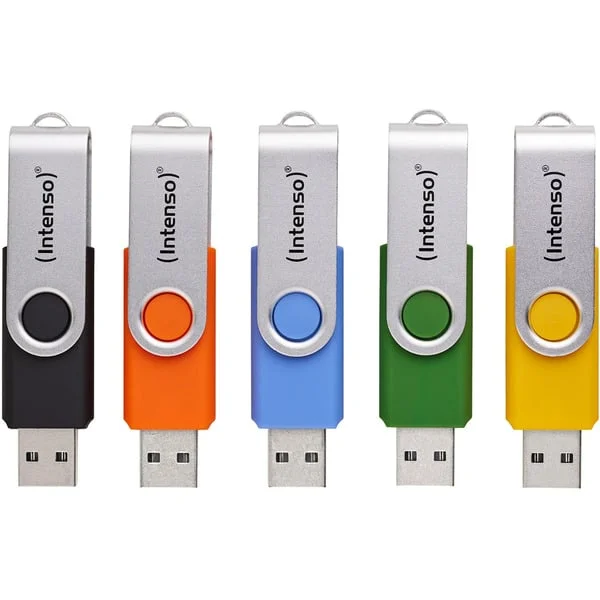 Intenso Office Line Multipack 64 GB, USB-Stick (5 USB-A 3.2 USB-Sticks in Gelb, Grün, Schwarz, Blau + Orange)