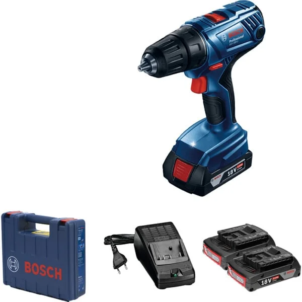 Bosch Professional Akku-Bohrschrauber GSR 180 LI Professional, 18Volt (blau/schwarz, 2x Li-Ion Akku 2,0Ah, Koffer)