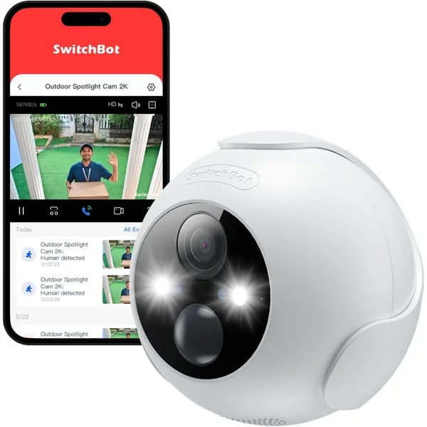 SwitchBot Outdoor Spotlight Cam 2K, Überwachungskamera (weiß)