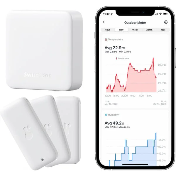 SwitchBot Smart Bundle – 3er Pack Thermo-Hygrometer und Hub Mini, Set (weiß)