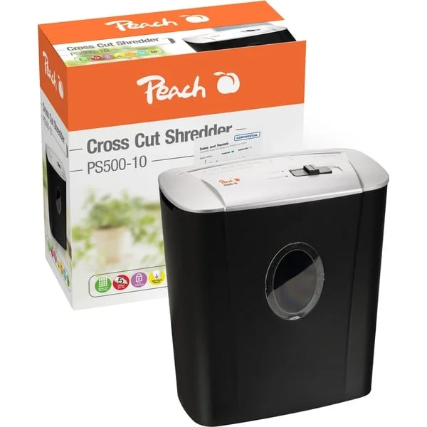 Peach Cross Cut Schredder PS500-10, Aktenvernichter (silber/schwarz)