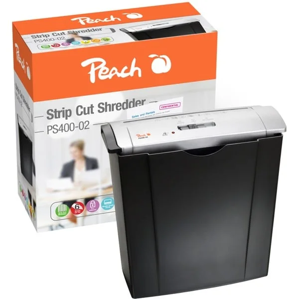 Peach Strip Cut Schredder PS400-02, Aktenvernichter (silber/schwarz)