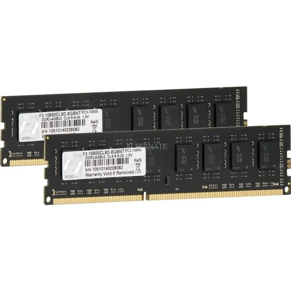 G.Skill DIMM 8 GB DDR3-1333 (2x 4 GB) Dual-Kit, Arbeitsspeicher (F3-10600CL9D-8GBNT, NT, Retail)