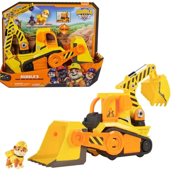 Spin Master Rubble & Crew - Großes Planierraupen-Baufahrzeug , Spielfahrzeug (mit Licht- und Geräuscheffekten und Rubble-Figur)