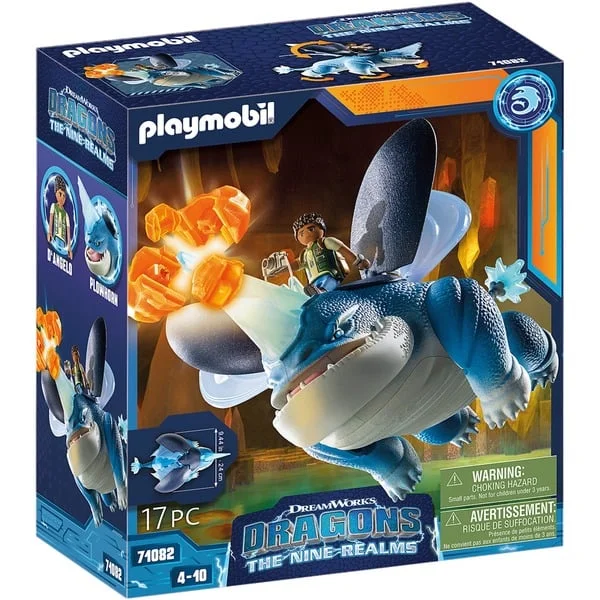 PLAYMOBIL 71082 Dragons: The Nine Realms - Plowhorn & D'Angelo, Konstruktionsspielzeug (Mit Kristallfels zum Sprengen)