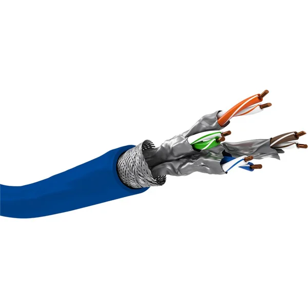 goobay Netzwerkkabel Cat.7a S/FTP (PiMF) Dca (blau, 50 Meter, doppelt geschirmt)