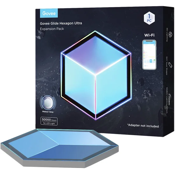 Govee Glide Hexagon Light Panels Ultra Expansion Pack, LED-Leuchte (grau, 1 Light Panel)