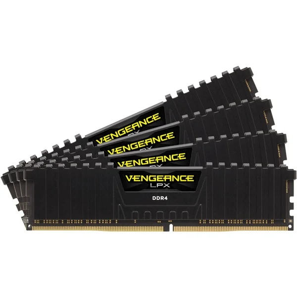Corsair DIMM 64 GB DDR4-2666 (4x 16 GB) Quad-Kit, Arbeitsspeicher (schwarz, CMK64GX4M4A2666C16, Vengeance LPX, INTEL XMP)