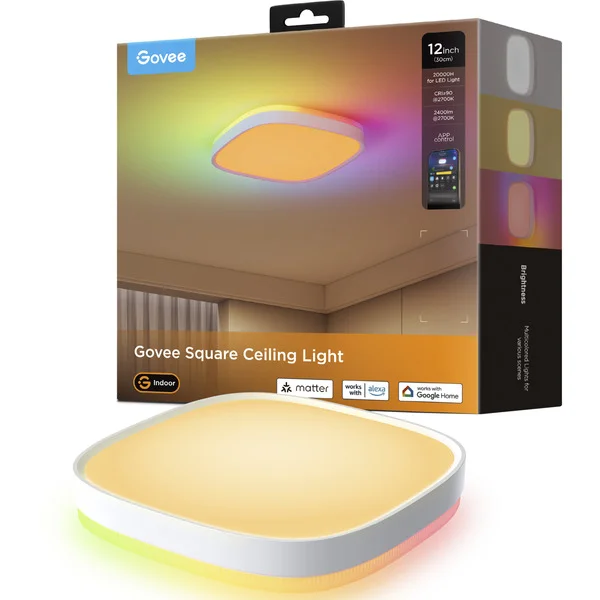 Govee 30cm RGBWW + RGBIC Square Smart Ceiling Light, LED-Leuchte