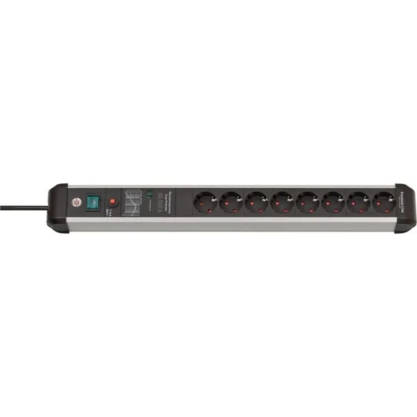 Brennenstuhl Premium-Protect-Line Steckdosenleiste 8-fach (schwarz/aluminium, 3 Meter, 60.000A Überspannungsschutz)