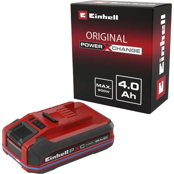 EINHELL Akku Power-X-Change Plus 18Volt 4,0Ah SEALED (rot/schwarz, IP57, wasserfest, Kurzschlusssicherung)