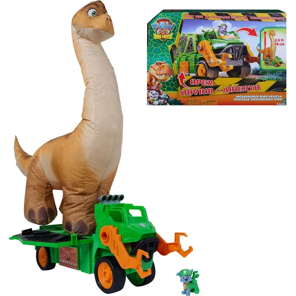 Spin Master Paw Patrol: Der Dino Film - Rockys Megasaurus Transport-Fahrzeug, Spielfahrzeug