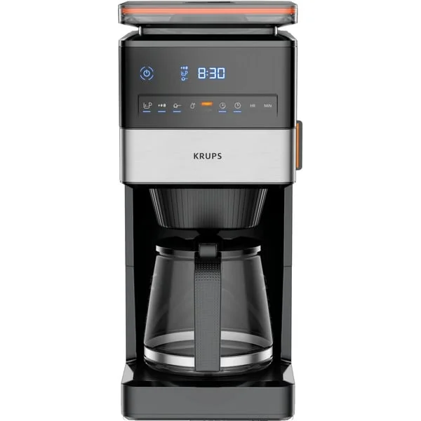 Krups Grind Aroma XL KM8428 mit Mahlwerk , Filtermaschine (schwarz/edelstahl, Glaskanne)