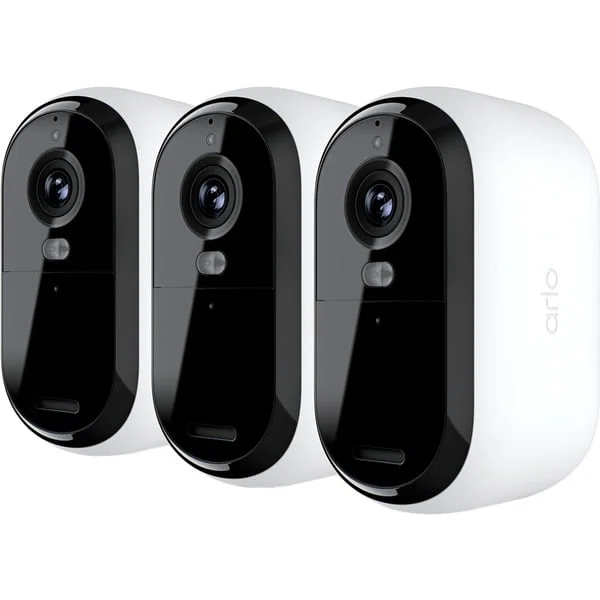Arlo Essential 2K Outdoor Kamera, Überwachungskamera (weiß/schwarz, 3er, Set, WLAN, 4 MP)