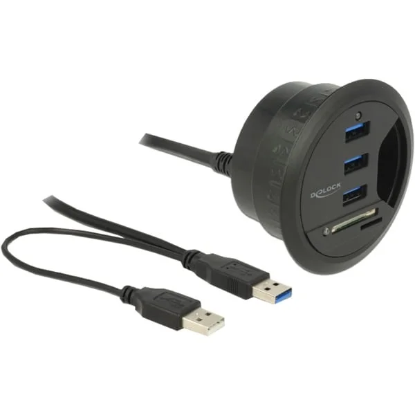 DeLOCK Tisch-Hub 3 Port USB 3.0, Kartenleser (+ 2 Slot SD Card Reader)