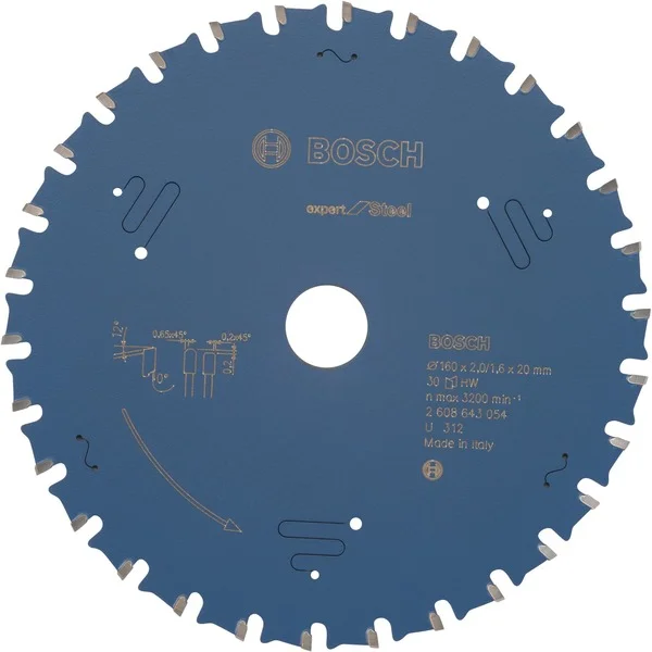 Bosch Professional EXPERT Steel Kreissägeblatt, Ø 160mm, 30Z (Bohrung 20mm, für Handkreissägen)