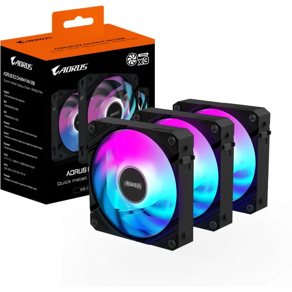 GIGABYTE AORUS EZ CHAIN FAN 120, Gehäuselüfter (schwarz, 3er Pack, 120 mm)