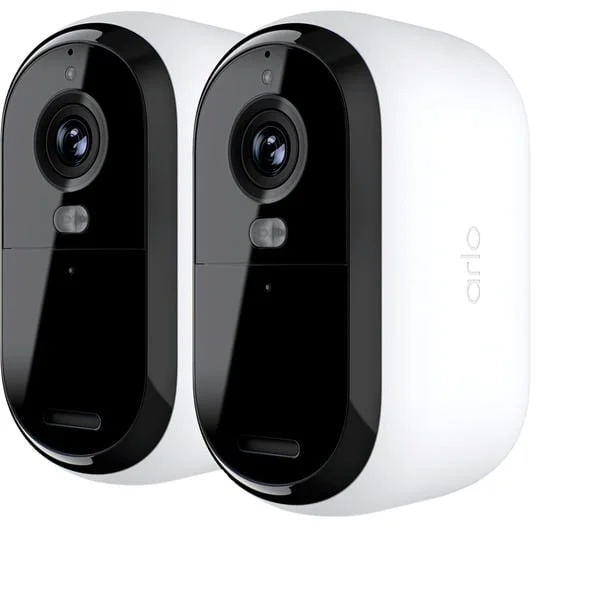Arlo Essential 2K Outdoor Kamera, Überwachungskamera (weiß/schwarz, 2er, Set, WLAN, 4 MP)