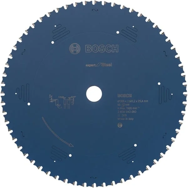 Bosch Professional EXPERT Steel Kreissägeblatt, Ø 305mm, 60Z (Bohrung 25,4mm, für Kapp- & Gehrungssägen)