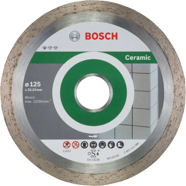 Bosch Professional Diamanttrennscheibe Standard for Ceramic, Ø 125mm (10 Stück, Bohrung 22,23mm)
