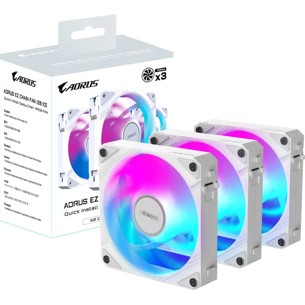 GIGABYTE AORUS EZ CHAIN FAN 120, Gehäuselüfter (weiß, 3er Pack, 120 mm)