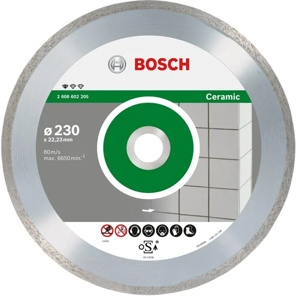 Bosch Professional Diamanttrennscheibe Standard for Ceramic, Ø 230mm (10 Stück, Bohrung 22,23mm)