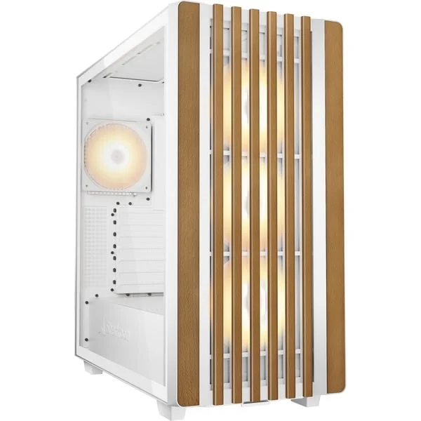 Sharkoon Rebel C70G RGB , Tower-Gehäuse (weiß/holz, Tempered Glass)