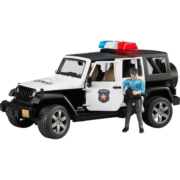bruder 02526 Jeep Wrangler Unlimited Rubicon Polizeifahrzeug , Modellfahrzeug (mit Polizist )