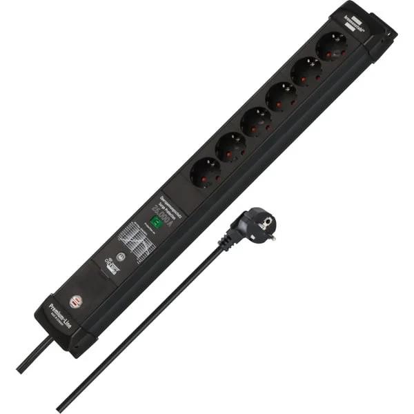 Brennenstuhl Connect Premium-Line WiFi Steckdosenleiste 6-fach (schwarz, 3 m Kabel, Smarter Überspannungsschutz)