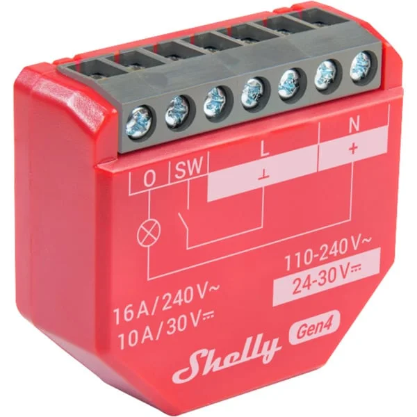 Shelly 1PM Gen4, Relais (rot, 4er Pack)