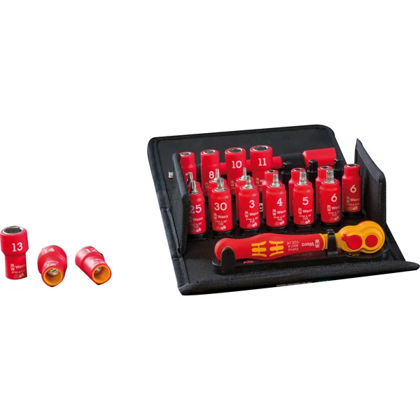 Wera 8100 SA VDE 1 Zyklop Knarrensatz, 1/4", Werkzeug-Set (schwarz/grün, 22-teilig, Knarre mit Umschalthebel)