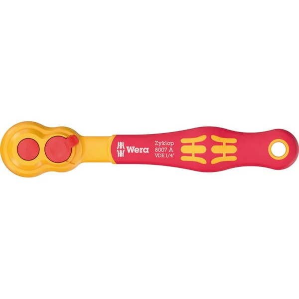 Wera 8007 A VDE Zyklop Knarre, 1/4" (rot/gelb, Knarre mit Umschalthebel)