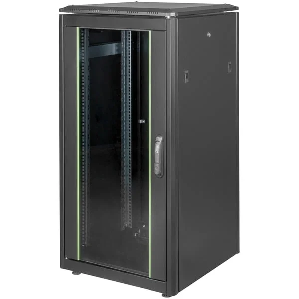 Digitus Netzwerkschrank Unique Serie - 600x600 mm (BxT), IT-Schrank (schwarz, 22 Höheneinheiten)