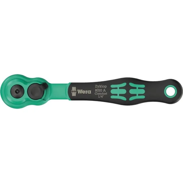 Wera 8010 A Zyklop Comfort Knarre, 1/4" (schwarz/grün, Comfort-Knarre mit Umschalthebel)
