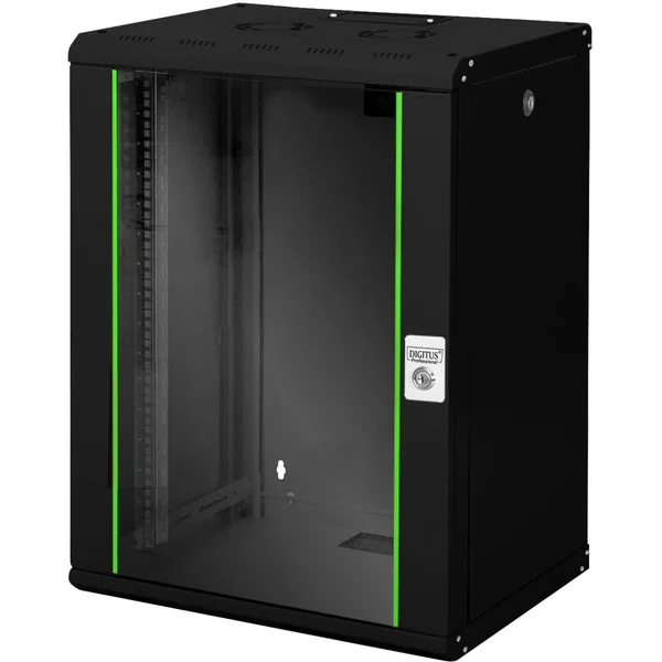 Digitus Wandgehäuse Unique 600x450 16U, IT-Schrank (schwarz, 16 Höheneinheiten)