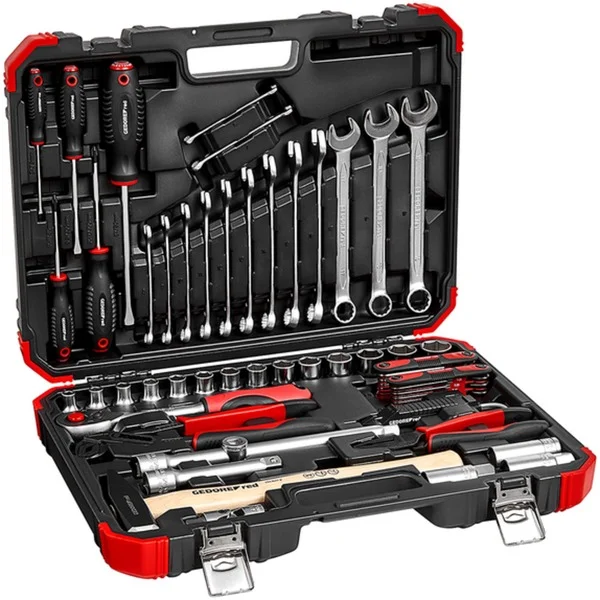 GEDORE red Steckschlüssel-Satz 1/2" Auto-Universal, 61-teilig, Werkzeug-Set (rot/schwarz, mit Umschalt-Knarre, SW 8mm - 24mm)