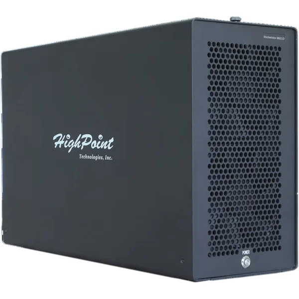 HighPoint RocketStor 8631D, Tower-Gehäuse (schwarz, 1.300 Watt, PCIe 5.0 x16 2nd Gen eGPU Exp.)