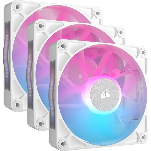 Corsair iCUE LINK RX120 RGB Triple Generalüberholt, Gehäuselüfter (weiß, 3er Pack, inkl. Hub, 120 mm)