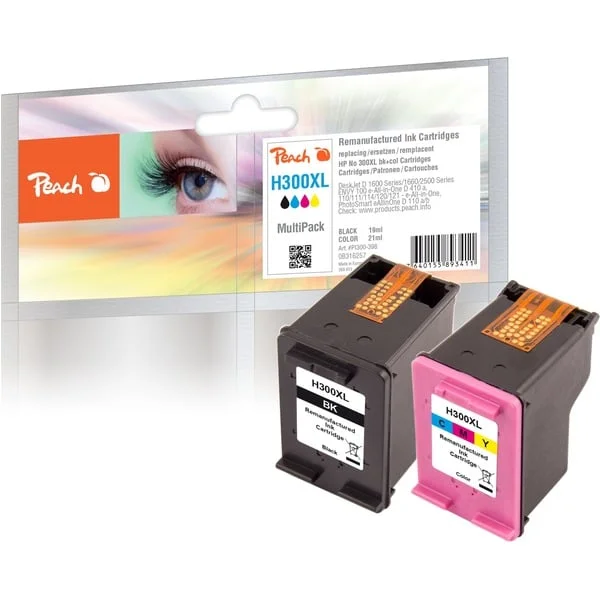 Peach Tinte schwarz + color PI300-398 (kompatibel zu HP 300XL, CC641EE, CC644EE)