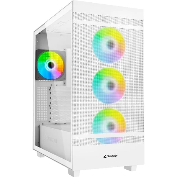 Sharkoon Rebel C50 RGB, Tower-Gehäuse (weiß, Gehärtetes Glas)