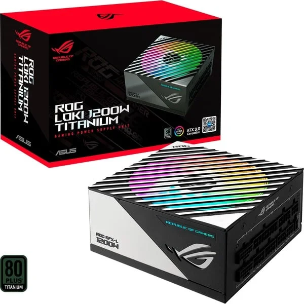 ASUS ROG Loki SFX-L 1200W Titanium, PC-Netzteil (weiß, 1x 12VHPWR, 4x PCIe, Kabel-Management, 1200 Watt)