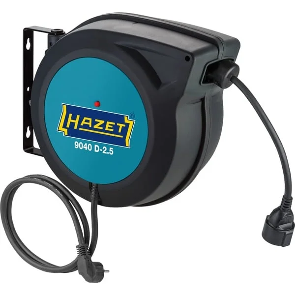 Hazet Elektrokabelaufroller 9040 D-2.5, Kabeltrommel (schwarz/blau, 20 + 1,5 Meter)