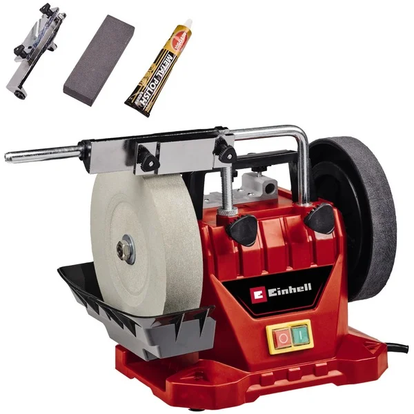 EINHELL Nass-Schleifer TC-WG 200, Doppelschleifer (rot/schwarz, 125 Watt)