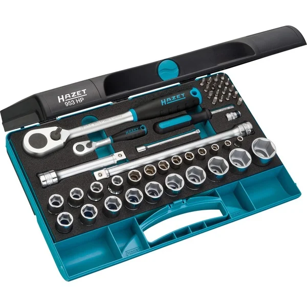 Hazet Steckschlüssel-Satz 953HP, 1/4" und 1/2", Werkzeug-Set (47-teilig, mit HiPer Feinzahn-Umschaltknarre)